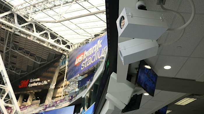 Cameras, like these mounted at U.S. Bank Stadium, capture the action on the field for freeD.